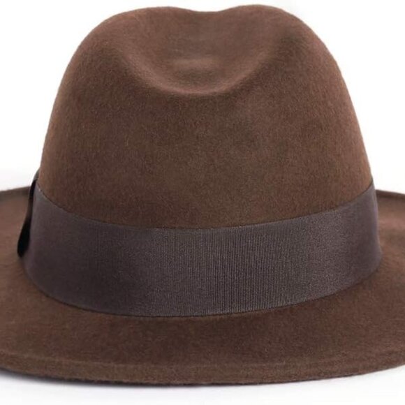 Wool Felt Wide Brim Fedora Hats for Women Men - Picture 4 of 6